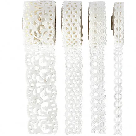 Pappersspets, vit, B: 8-23 mm, 2 m/ 4 st.